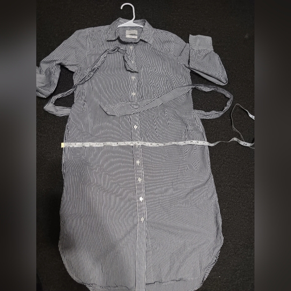 J. Crew 100% Coton,grey and White Buttoned Tie Front Shirt Dress - Picture 6 of 8